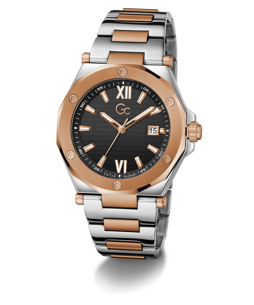 GC Dress Mens Silver & Rose Gold Tone Watch Z67002G2