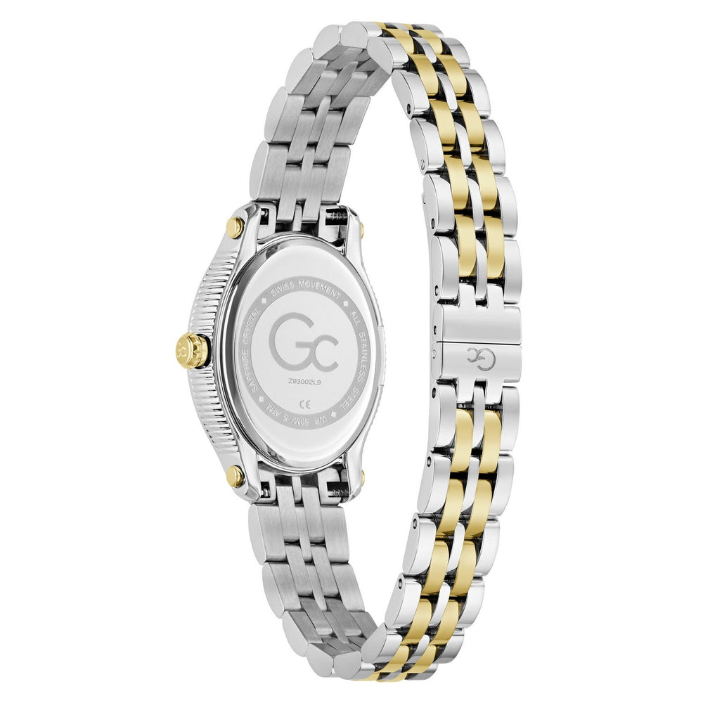 Gc Womens Pearl Green Mother of Pearl Dial Two-Tone Silver Gold Stainless Steel Bracelet Watch Z93002L9