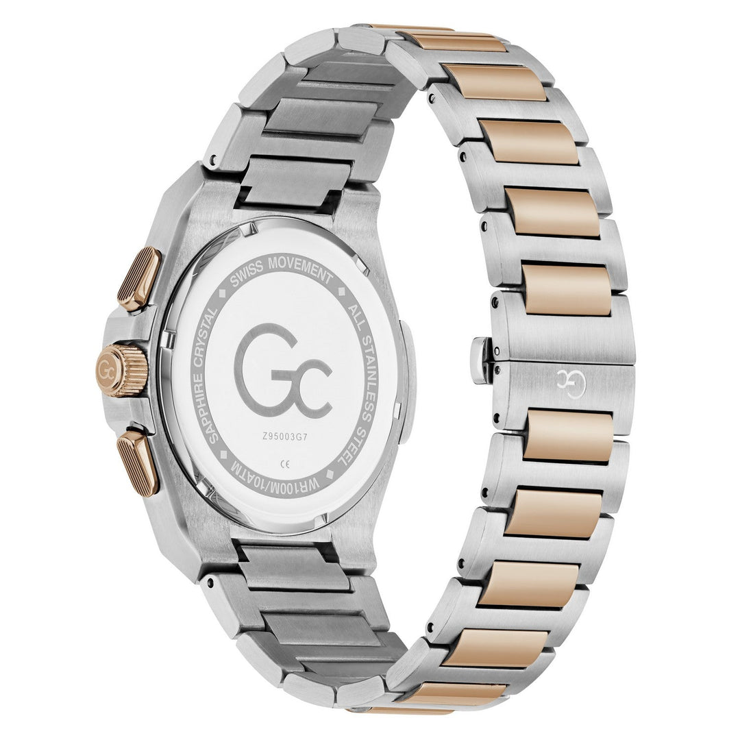 Gc Mens IdolForce Blue Dial Two-Tone Silver Rose Gold Stainless Steel Bracelet Watch Z95003G7
