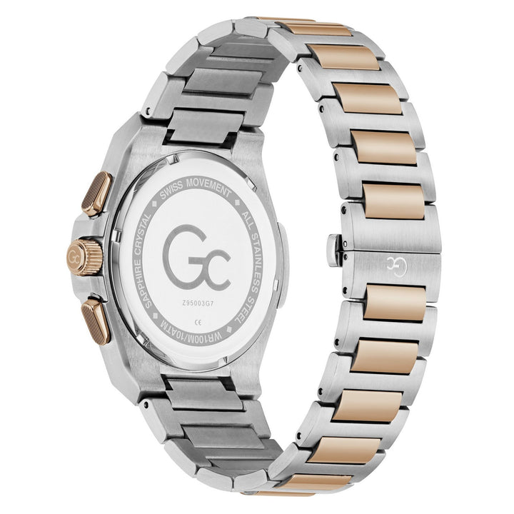 Gc Mens IdolForce Blue Dial Two-Tone Silver Rose Gold Stainless Steel Bracelet Watch Z95003G7
