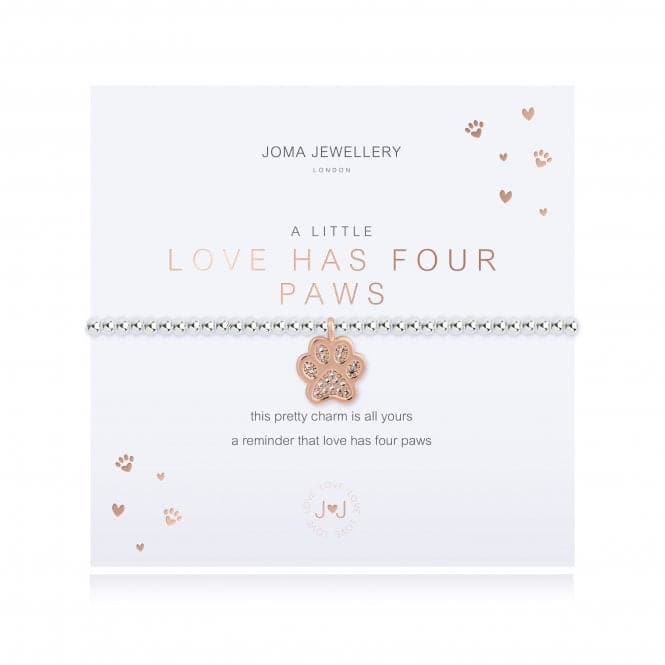 A Little A Little Love Has Four Paws Silver 17.5cm Stretch Bracelet 4303Joma Jewellery4303