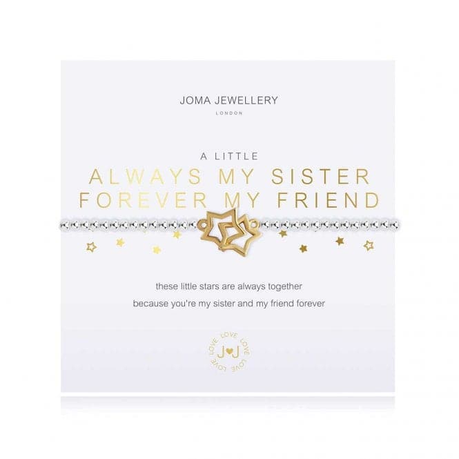 A Little Always My Sister Forever My Friend Silver 17.5cm Stretch Bracelet 3795Joma Jewellery3795