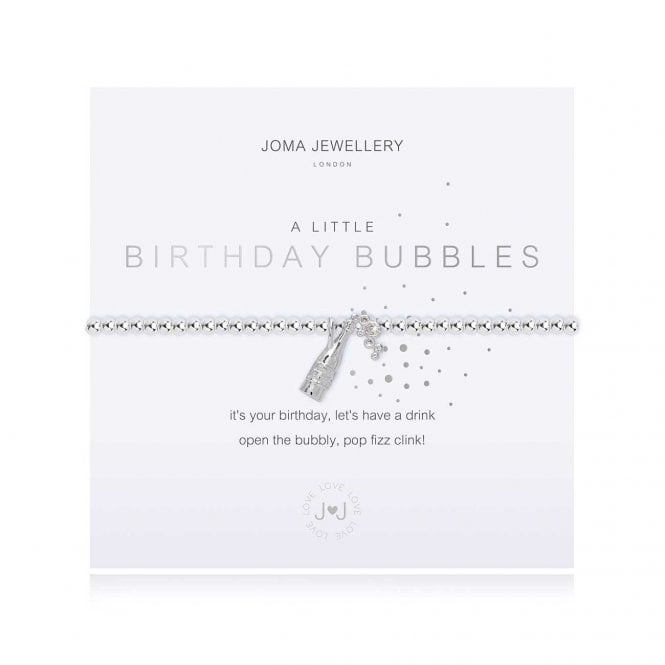 A Little Birthday Bubbles Silver 17.5cm Stretch Bracelet 3796Joma Jewellery3796