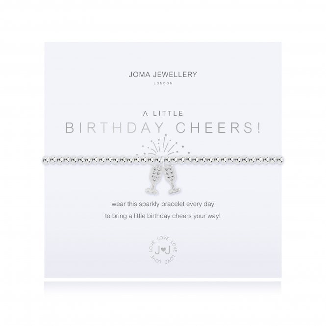 A Little Birthday Cheers! Silver 17.5cm Stretch Bracelet 4345Joma Jewellery4345