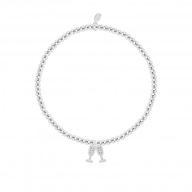 A Little Birthday Cheers! Silver 17.5cm Stretch Bracelet 4345Joma Jewellery4345