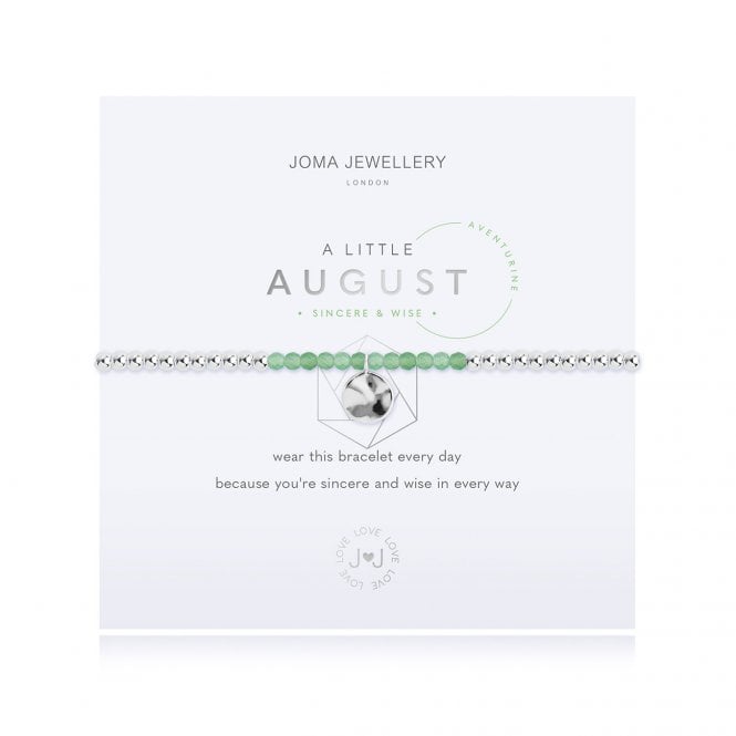A Little Birthstone August Aventurine Silver 17.5cm Stretch Bracelet 3467Joma Jewellery3467