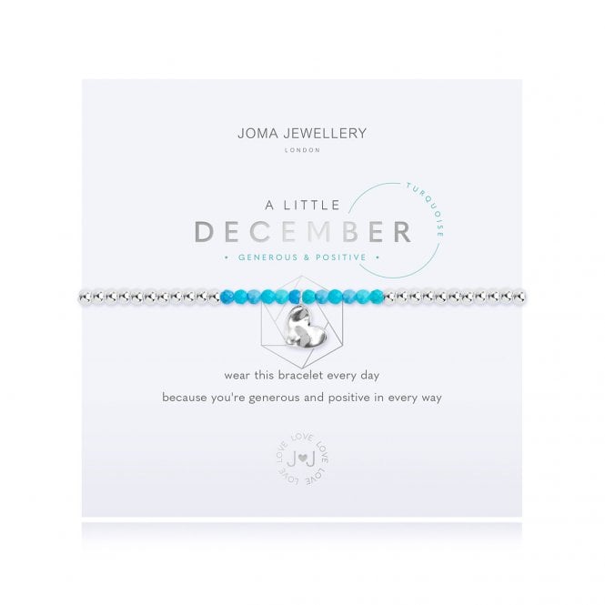 A Little Birthstone December Turquoise Silver 17.5cm Stretch Bracelet 3471Joma Jewellery3471