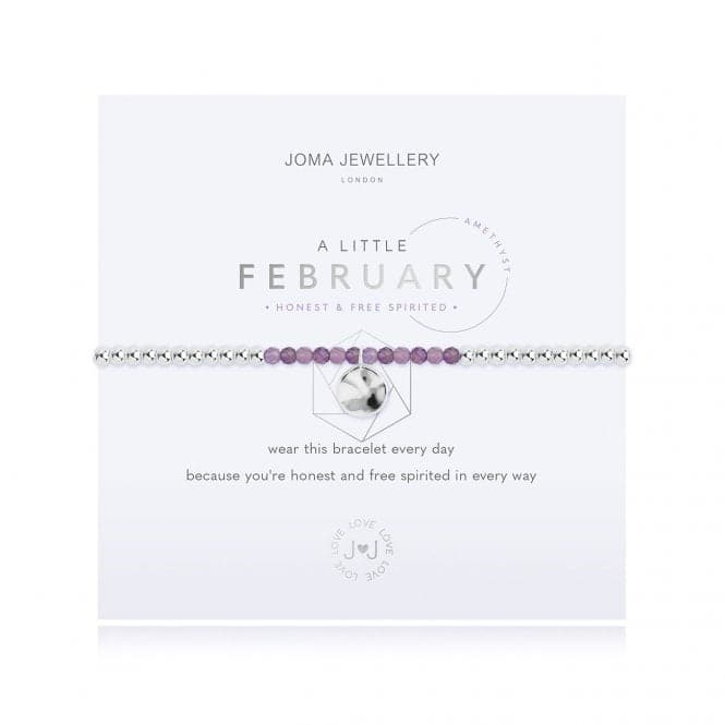 A Little Birthstone February Amethyst Silver 17.5cm Stretch Bracelet 3461Joma Jewellery3461