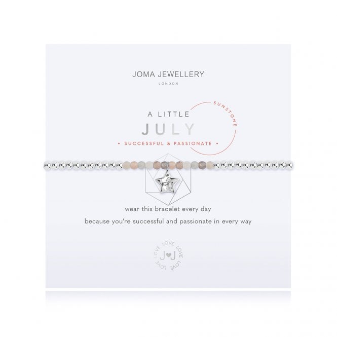 A Little Birthstone July Sunstone Silver 17.5cm Stretch Bracelet 3466Joma Jewellery3466