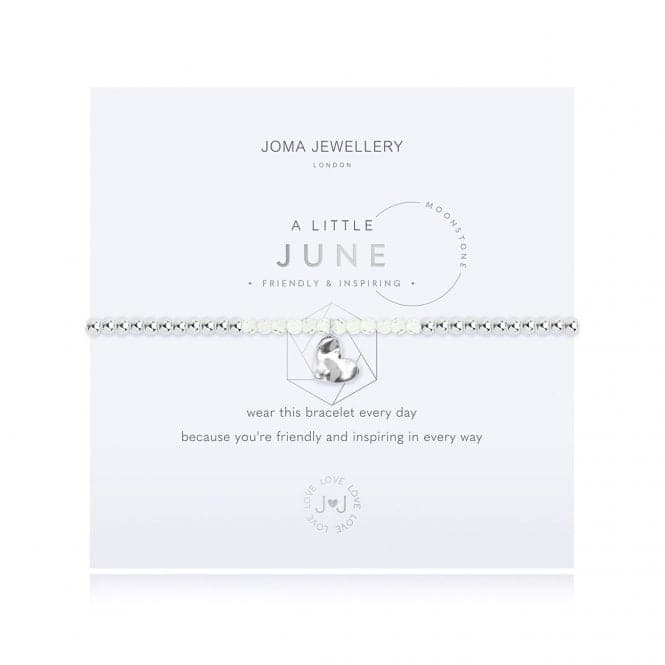 A Little Birthstone June Moonstone Silver 17.5cm Stretch Bracelet 3465Joma Jewellery3465