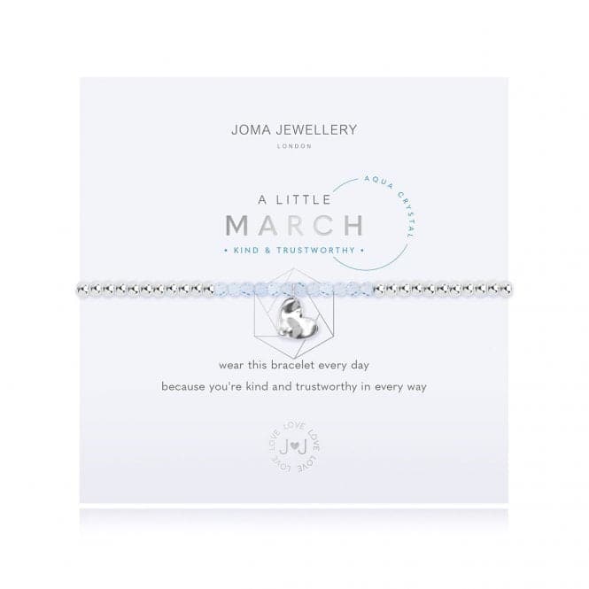 A Little Birthstone March Aqua Crystal Silver 17.5cm Stretch Bracelet 3462Joma Jewellery3462
