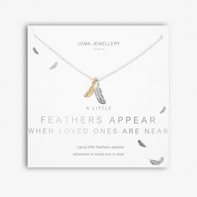 A Little 'Feathers Appear When Loved Ones Are Near' Silver 46cm + 5cm Extender Necklace 5279Joma Jewellery5279