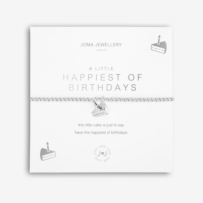 A Little Happiest Of Birthdays Silver 17.5cm Stretch Bracelet 5227Joma Jewellery5227