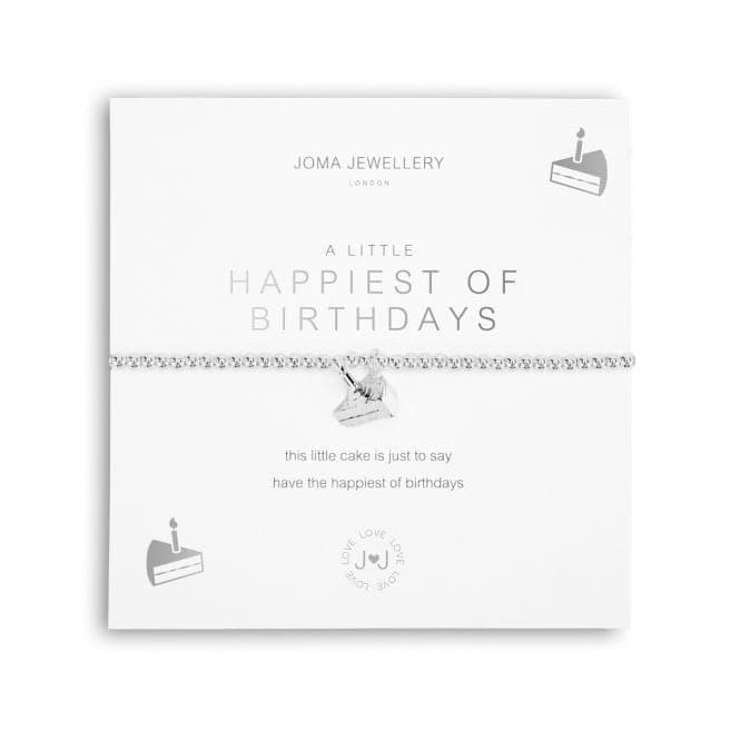 A Little Happiest Of Birthdays Silver 17.5cm Stretch Bracelet 5227Joma Jewellery5227