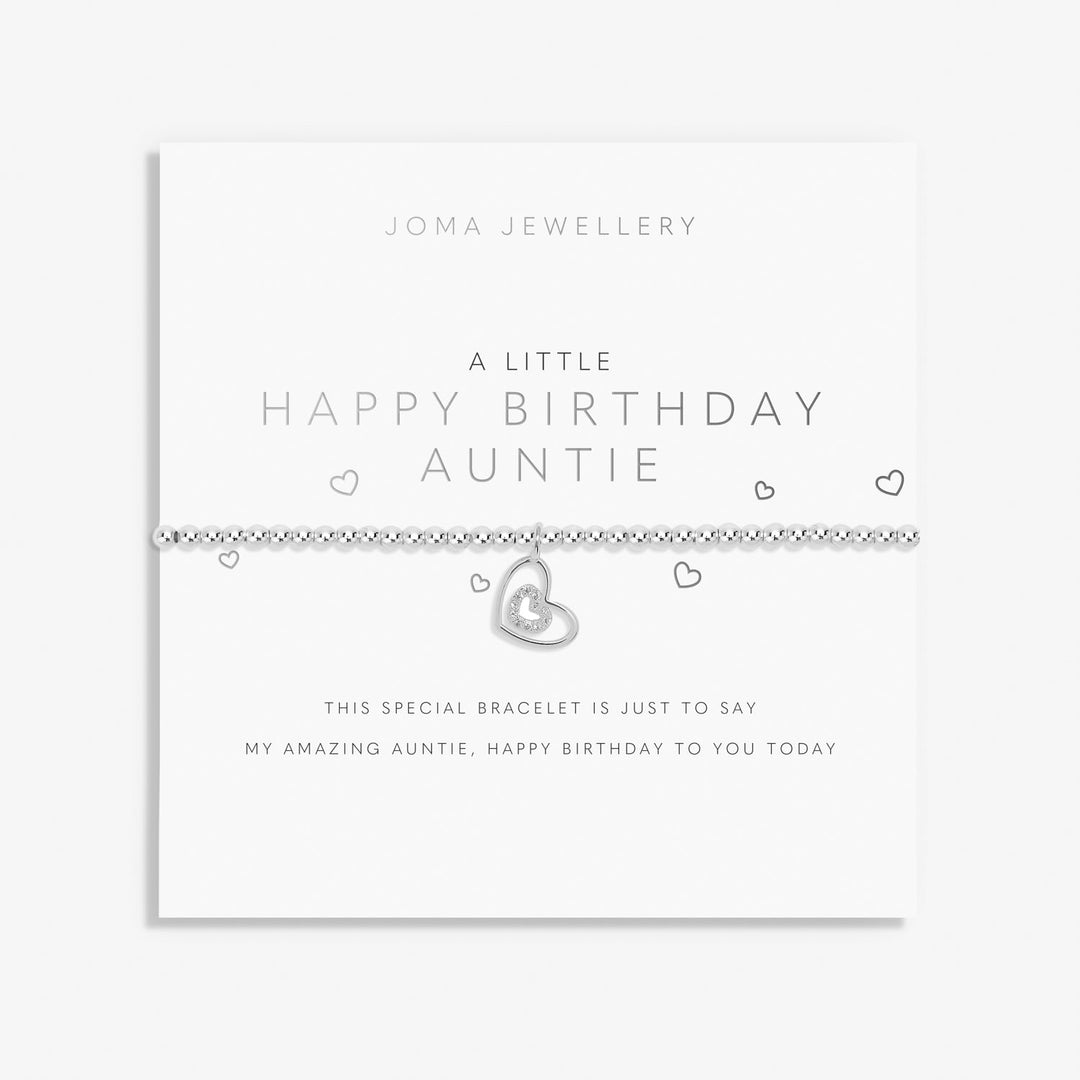 A Little Happy Birthday Auntie Silver Plated Bracelet 7408Joma Jewellery7408