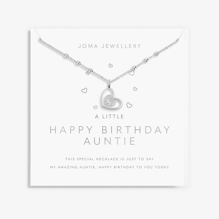 A Little Happy Birthday Auntie Silver Plated Necklace 7811Joma Jewellery7811