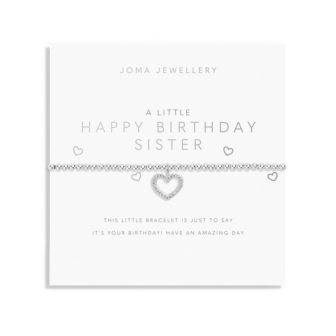 A Little Happy Birthday Sister Silver Plated Bracelet 7406Joma Jewellery7406