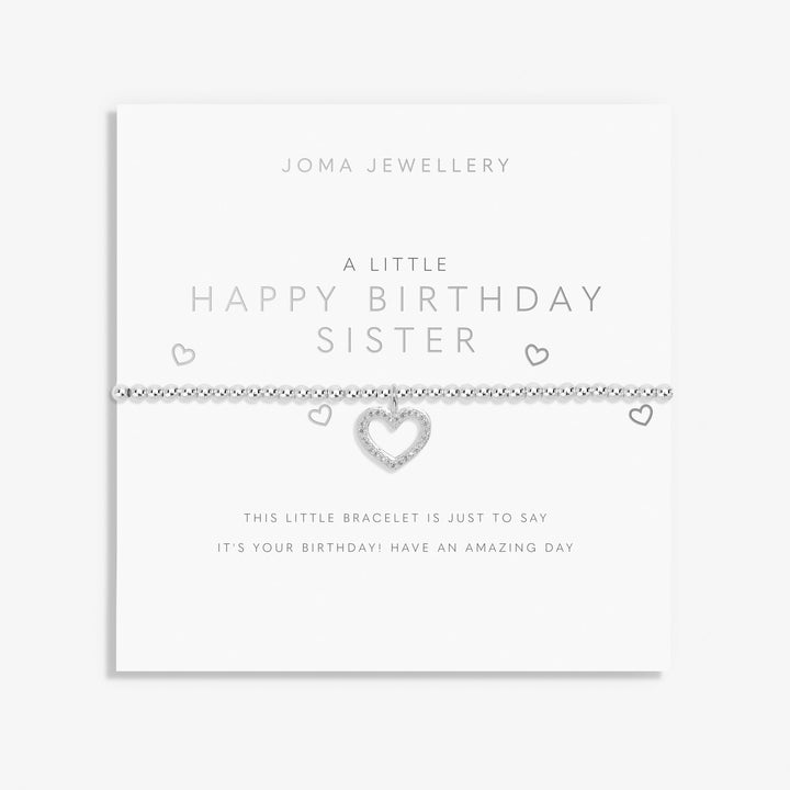 A Little Happy Birthday Sister Silver Plated Bracelet 7406Joma Jewellery7406