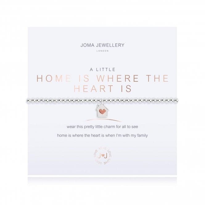 A Little Home Is Where The Heart Is Silver Rose Gold 17.5cm Stretch Bracelet 3206Joma Jewellery3206