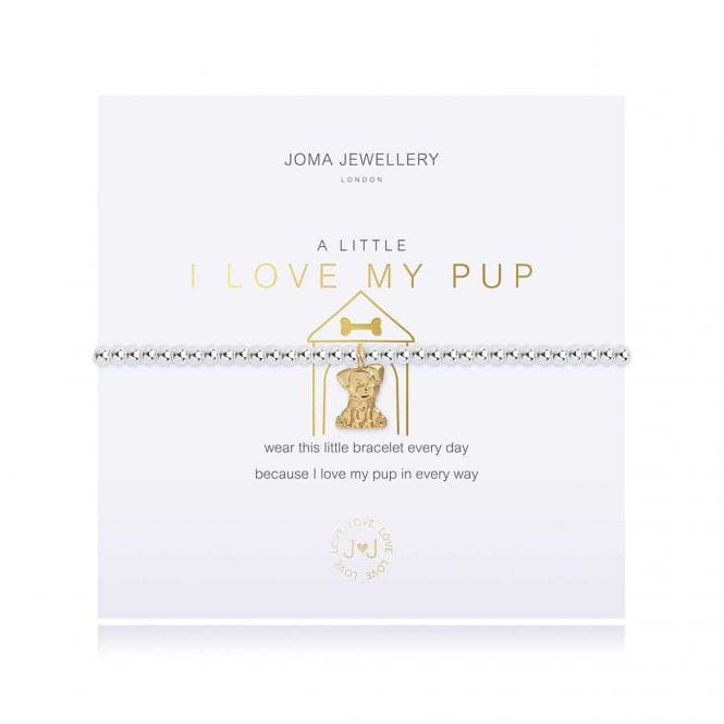 A Little I Love My Pup Silver 17.5cm Stretch Bracelet 3790Joma Jewellery3790