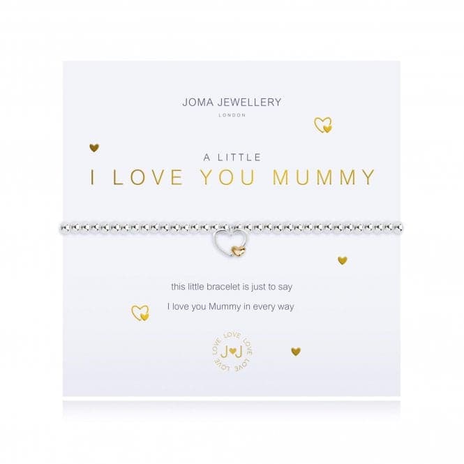 A Little I Love You Mummy Silver Yellow Gold 17.5cm Stretch Bracelet 3220Joma Jewellery3220