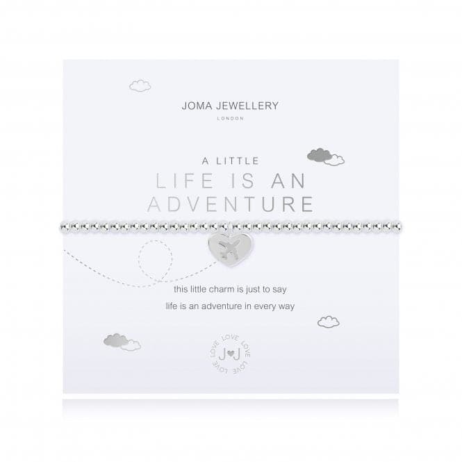 A Little Life Is An Adventure Silver 17.5cm Stretch Bracelet 4352Joma Jewellery4352