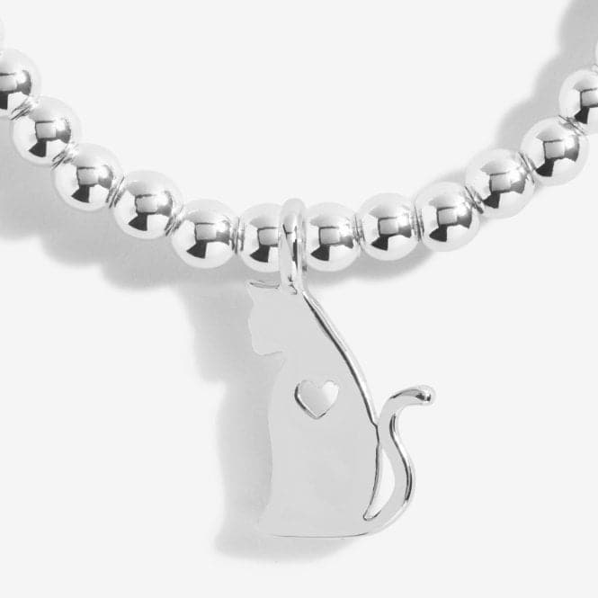 A Little Life Is Better With Cats Silver 17.5cm Stretch Bracelet 5218Joma Jewellery5218
