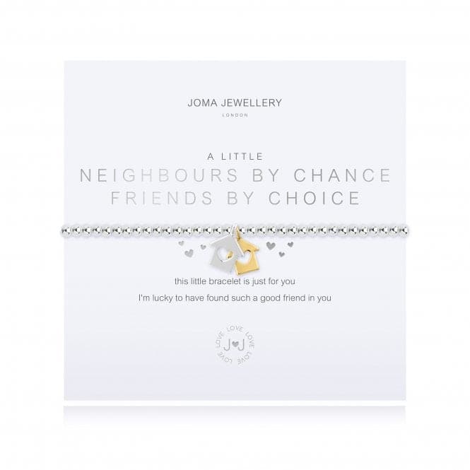 A Little Neighbours By Chance Friends By Choice Silver Gold 17.5cm Stretch Bracelet 4359Joma Jewellery4359