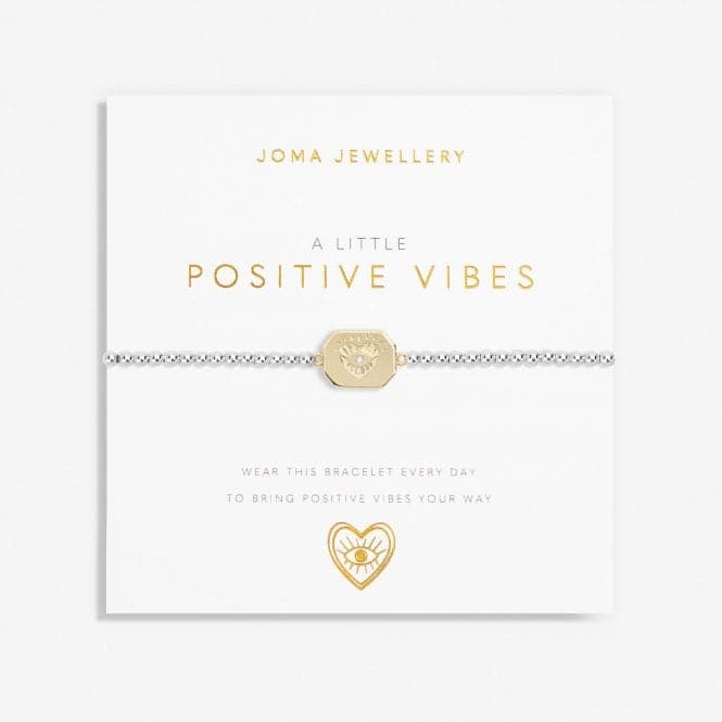 A Little Positive Vibes Silver Gold Plated 17.5cm Bracelet 7013Joma Jewellery7013