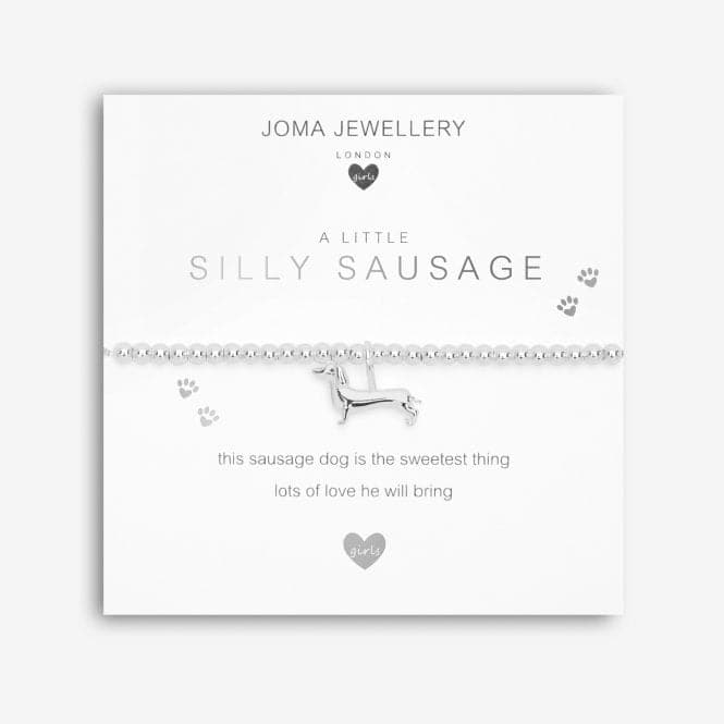 A Little Silly Sausage Silver 15.5cm Stretch Bracelet C560Joma JewelleryC560