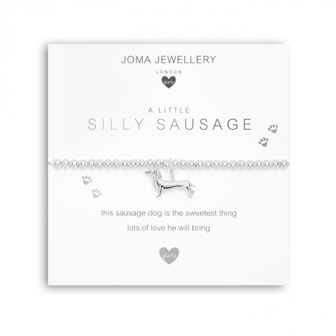 A Little Silly Sausage Silver 15.5cm Stretch Bracelet C560Joma JewelleryC560