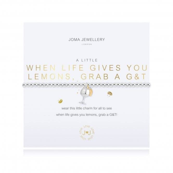 A Little When Life Gives You Lemons Grab A G&amp;T Silver 17.5cm Stretch Bracelet 4350Joma Jewellery4350