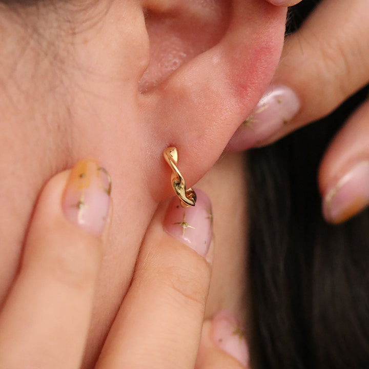 Twisted huggie earrings-3