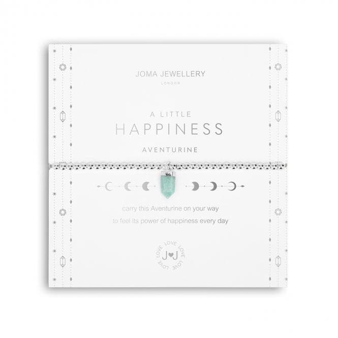 Affirmation Crystal A Little Happiness Aventurine Silver Stretch Bracelet 5261Joma Jewellery5261