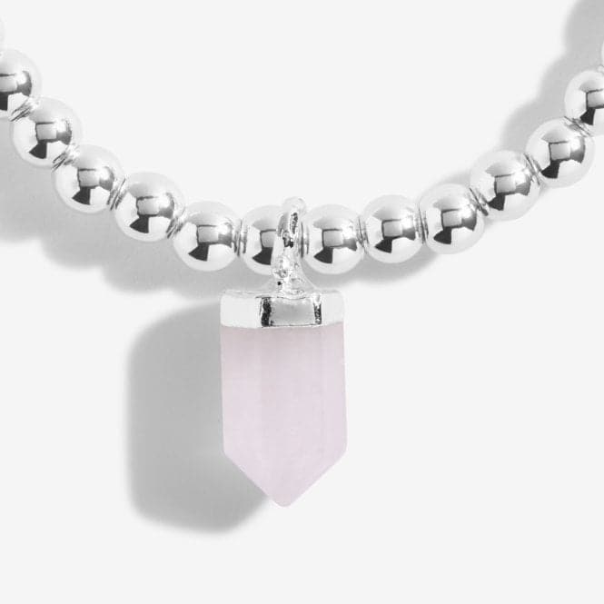 Affirmation Crystal A Little Love Rose Quartz Silver Stretch Bracelet 5258Joma Jewellery5258