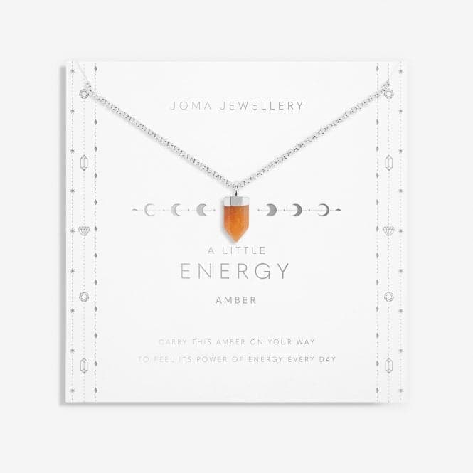 Affirmation Crystal Energy Amber Silver 46cm + 5cm Necklace 6145Joma Jewellery6145