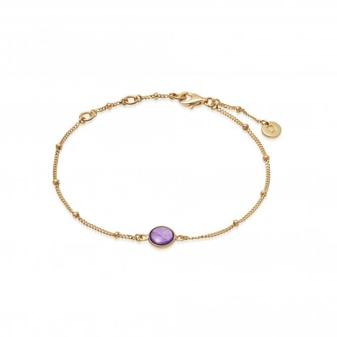 Amethyst Healing Stone Bobble 18ct Gold Plate Bracelet HBR1002_GPDaisyHBR1002_GP