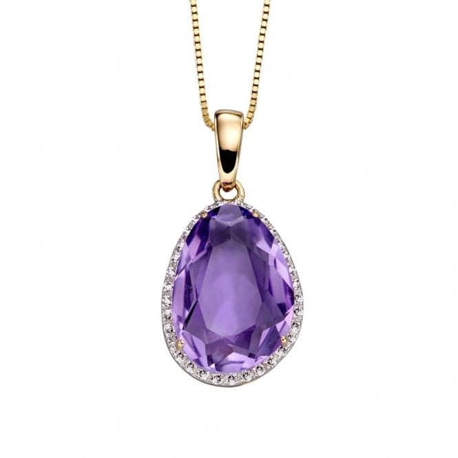 Amethyst Irregular Stone Yellow Gold Pendant GP2156MElements GoldGP2156M