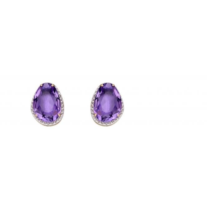 Amethyst Irregular Stone Yellow Gold Stud Earrings GE2273MElements GoldGE2273M