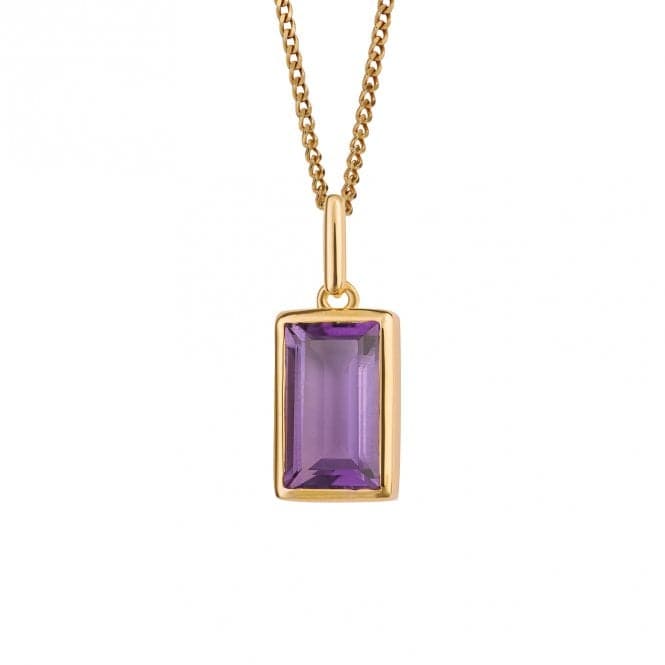 Amethyst Rectangle Step Cut Gold Plated Pendant P5245MBeginningsP5245M