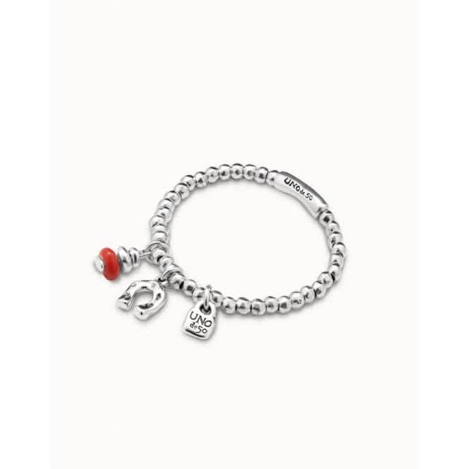 Amulet Red Metal Artisan Glass BraceletUNOde50PUL1823ROJMTL0M