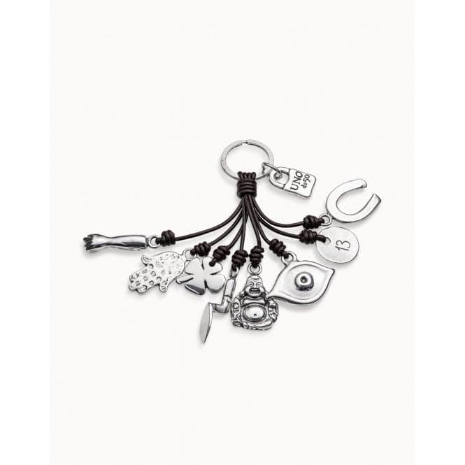 Amulet Silver Leather Key ringUNOde50LLA0124MTX
