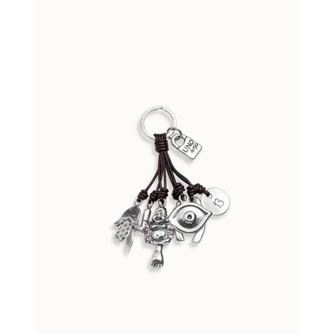 Amulet Silver Leather Key ringUNOde50LLA0124MTX