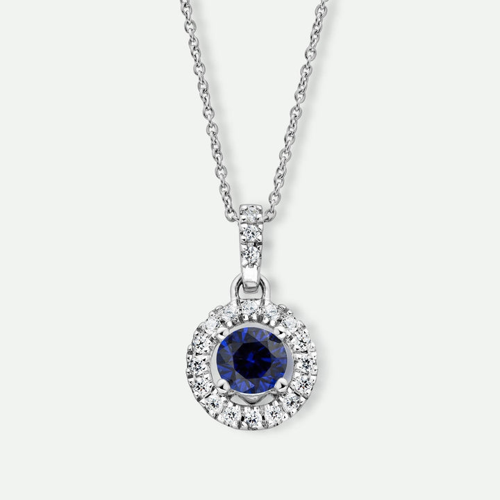 Ana | 9ct White Gold Lab Grown Diamond and Created Sapphire NecklaceCreated BrillianceBA0071872
