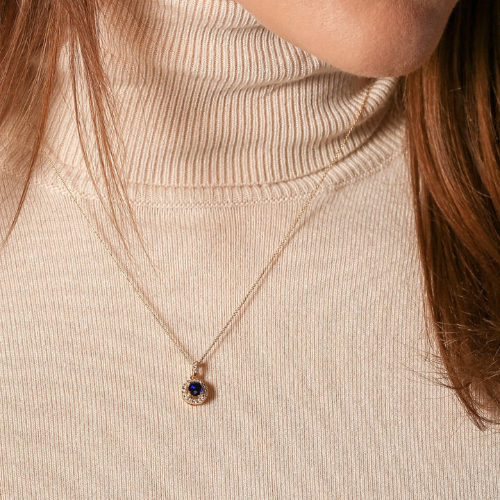 Ana | 9ct Yellow Gold Lab Grown Diamond and Created Sapphire NecklaceCreated BrillianceBA0071873