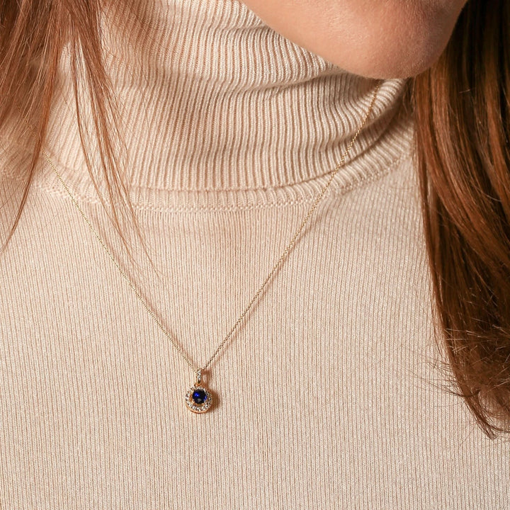 Ana | 9ct Yellow Gold Lab Grown Diamond and Created Sapphire NecklaceCreated BrillianceBA0071873