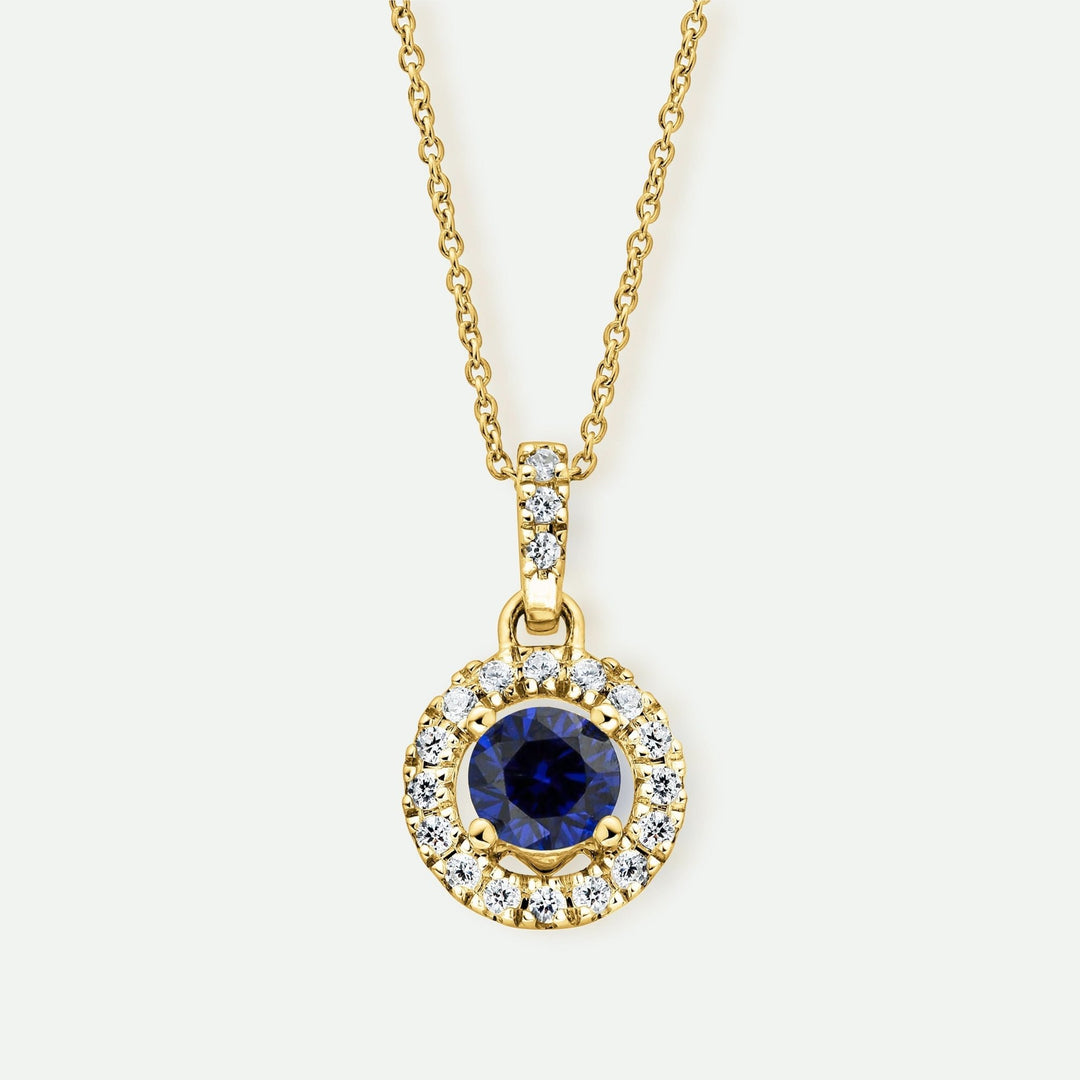 Ana | 9ct Yellow Gold Lab Grown Diamond and Created Sapphire NecklaceCreated BrillianceBA0071873