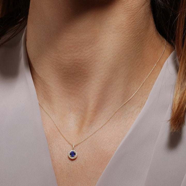 Ana | 9ct Yellow Gold Lab Grown Diamond and Created Sapphire NecklaceCreated BrillianceBA0071873