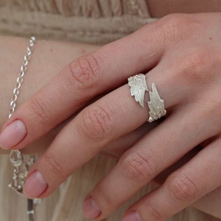 Gold Plated Angel Wing Hug Ring RGAWING