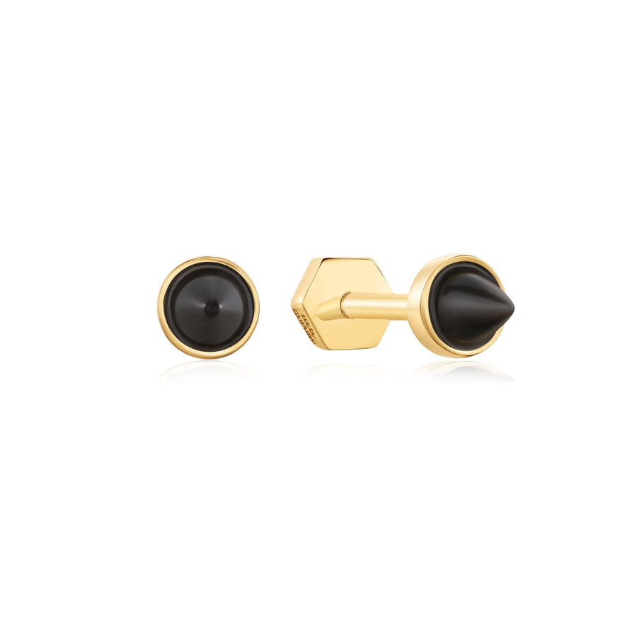 Ania Haie Gold Black Agate Point Barbell Earrings E053 - 01GAnia HaieE053 - 01G